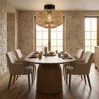 Woven Lantern Boho Radiance Rattan Ceiling Light lifestyle image - Higgsfield lux20v1 - a7