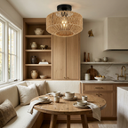 Woven Lantern Boho Radiance Rattan Ceiling Light lifestyle image - Higgsfield lux20v1 - a10