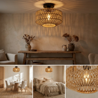 Woven Lantern Boho Radiance Rattan Ceiling Light lifestyle image - Higgsfield lux20v1 - a15