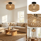 Woven Lantern Boho Radiance Rattan Ceiling Light lifestyle image - Higgsfield lux20v1 - a18