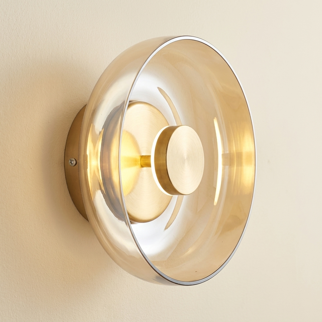 The Shimmering Glow Premium Minimalist Brass Wall Light lifestyle image - Higgsfield lux20v1 - a1