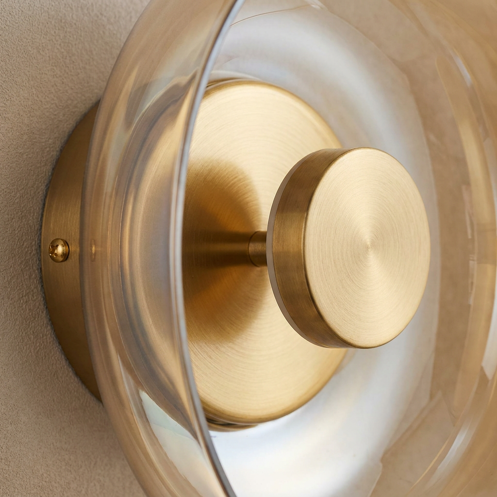 The Shimmering Glow Premium Minimalist Brass Wall Light lifestyle image - Higgsfield lux20v1 - a3