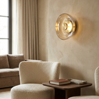 The Shimmering Glow Premium Minimalist Brass Wall Light lifestyle image - Higgsfield lux20v1 - a14