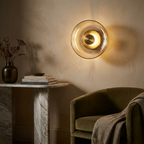 The Shimmering Glow Premium Minimalist Brass Wall Light lifestyle image - Higgsfield lux20v1 - a15
