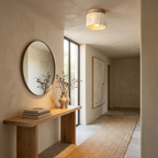 The Yellow Stone Japandi Travertine Ceiling Light lifestyle image - Higgsfield lux20v1 - a9