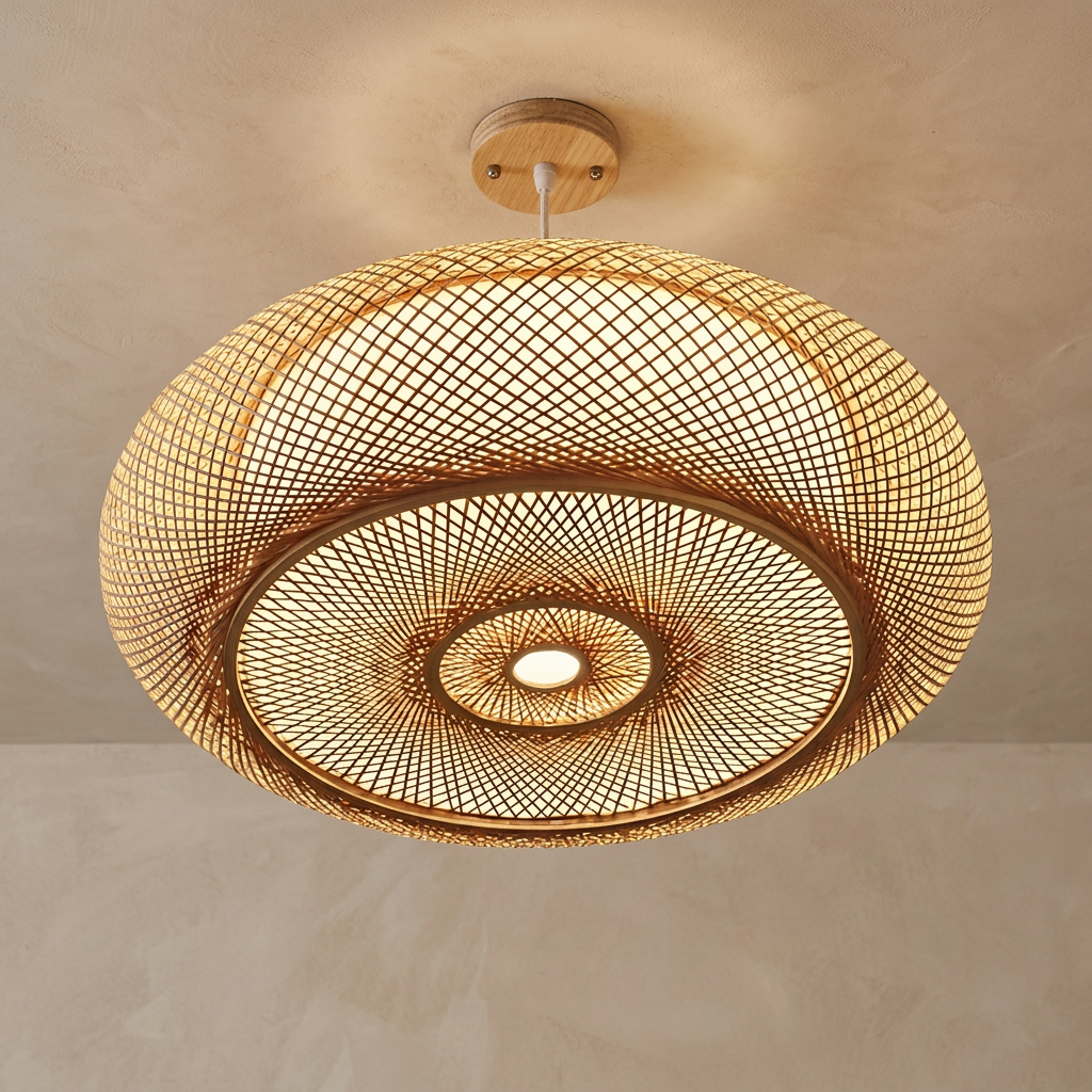 Serenity Natural Bamboo Boho Ceiling Light lifestyle image - Higgsfield lux20v1 - a2