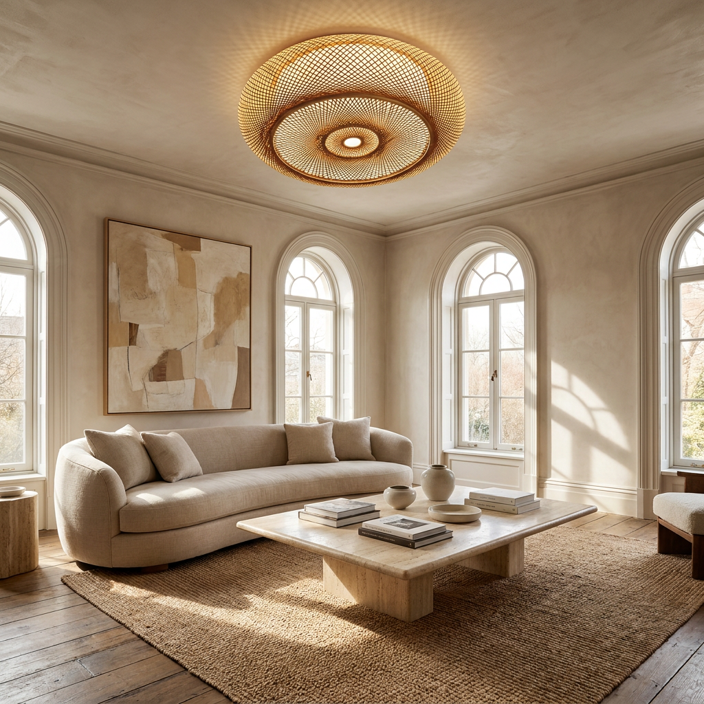Serenity Natural Bamboo Boho Ceiling Light lifestyle image - Higgsfield lux20v1 - a5