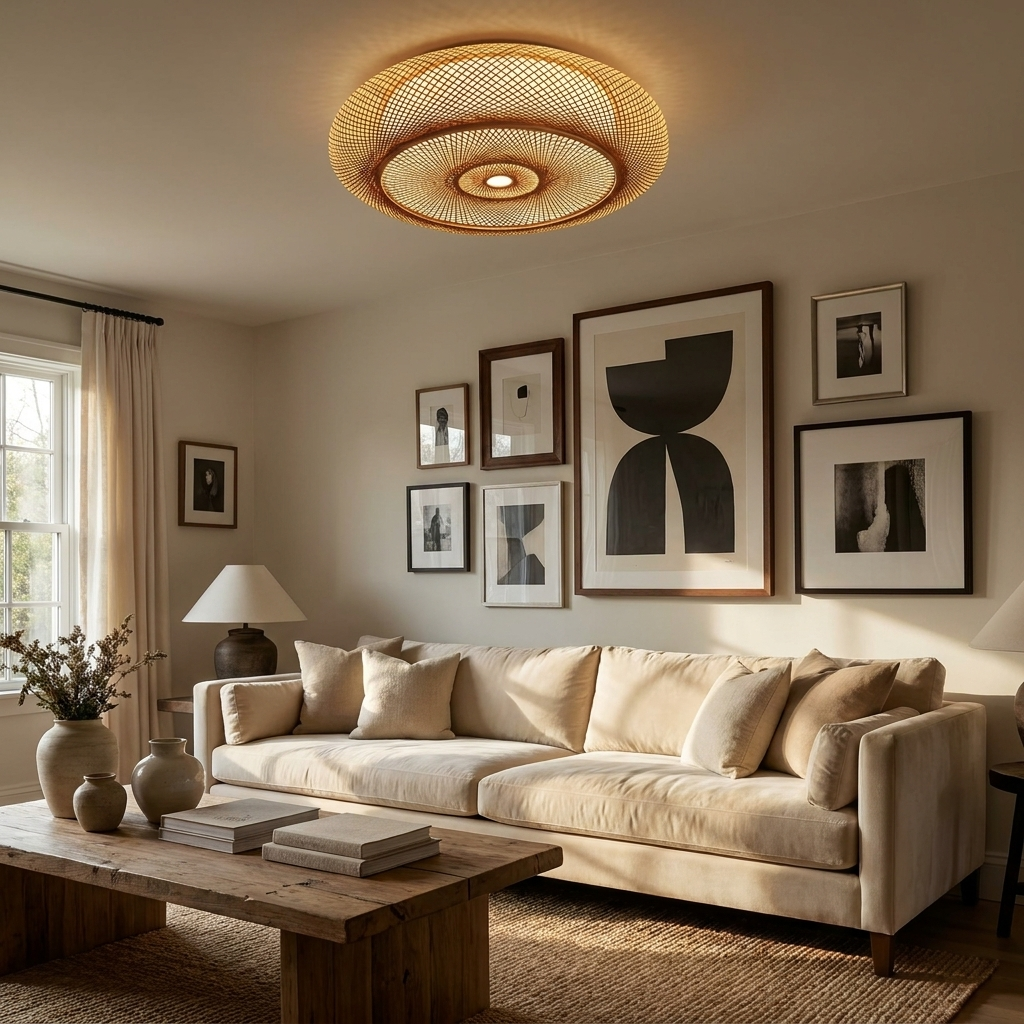 Serenity Natural Bamboo Boho Ceiling Light lifestyle image - Higgsfield lux20v1 - a6