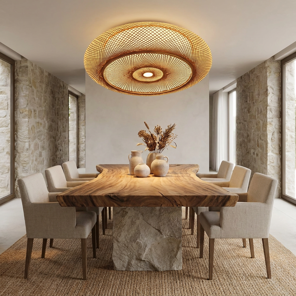 Serenity Natural Bamboo Boho Ceiling Light lifestyle image - Higgsfield lux20v1 - a7