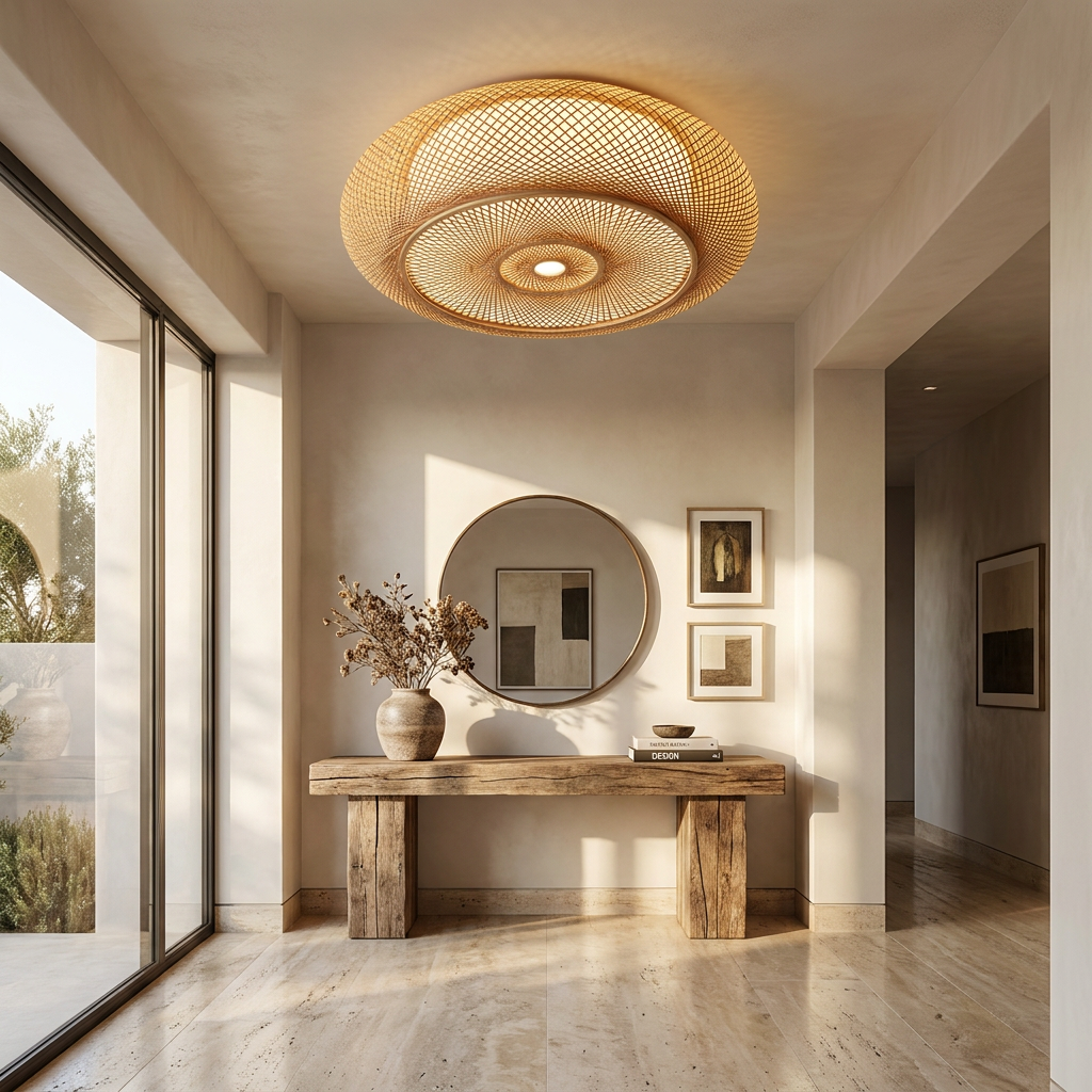 Serenity Natural Bamboo Boho Ceiling Light lifestyle image - Higgsfield lux20v1 - a9