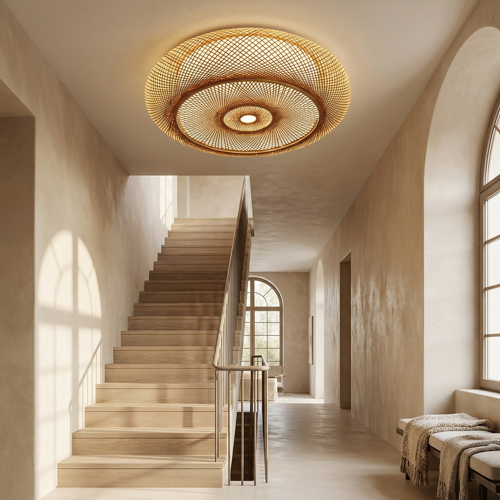 Serenity Natural Bamboo Boho Ceiling Light lifestyle image - Higgsfield lux20v1 - a11