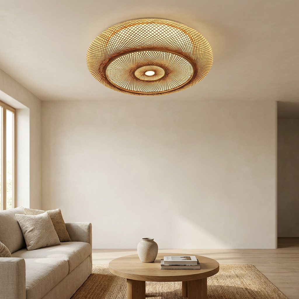 Serenity Natural Bamboo Boho Ceiling Light lifestyle image - Higgsfield lux20v1 - a17