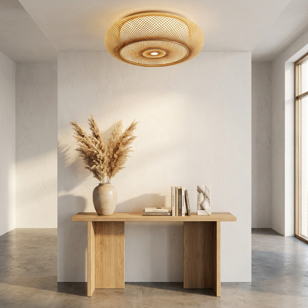 Serenity Natural Bamboo Boho Ceiling Light lifestyle image - Higgsfield lux20v1 - a19