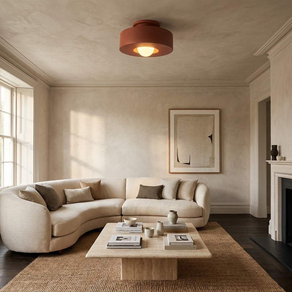 Ethereal Circle Nordic Resin LED Minimalist Ceiling Lamp lifestyle image - Higgsfield lux20v1 - a5