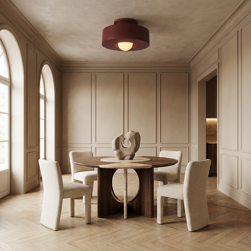 Ethereal Circle Nordic Resin LED Minimalist Ceiling Lamp lifestyle image - Higgsfield lux20v1 - a7