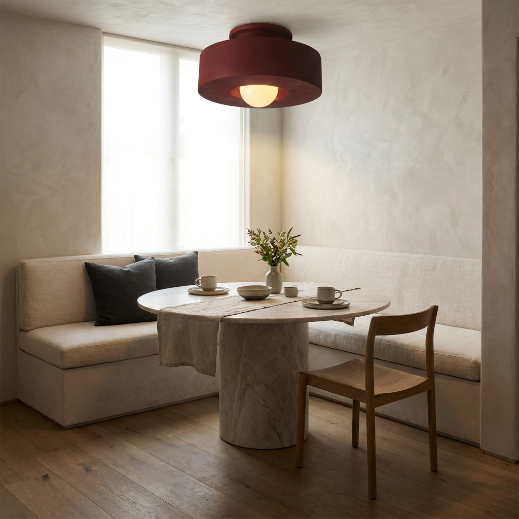 Ethereal Circle Nordic Resin LED Minimalist Ceiling Lamp lifestyle image - Higgsfield lux20v1 - a10