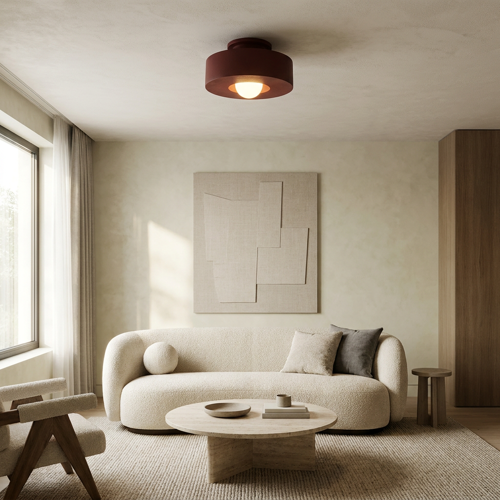 Ethereal Circle Nordic Resin LED Minimalist Ceiling Lamp lifestyle image - Higgsfield lux20v1 - a14