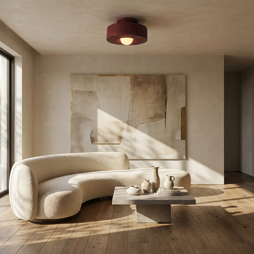 Ethereal Circle Nordic Resin LED Minimalist Ceiling Lamp lifestyle image - Higgsfield lux20v1 - a16