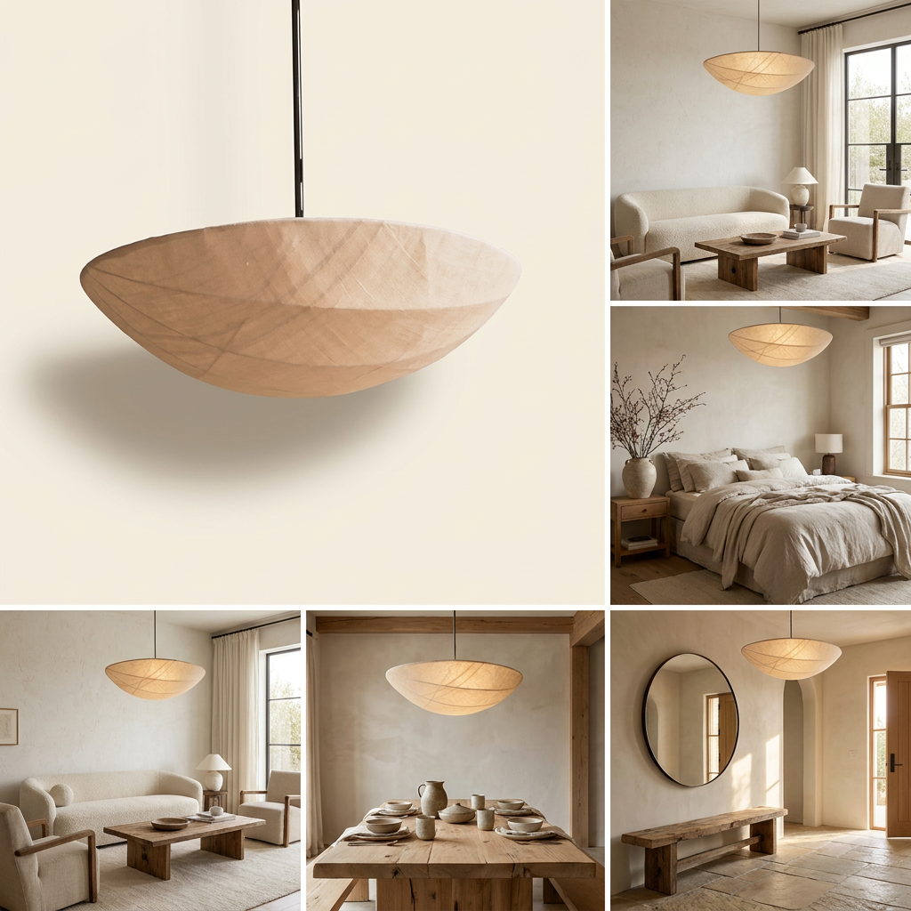 The Wabi-Sabi Canvas Linen Ceiling Light lifestyle image - Higgsfield lux20v1 - hero