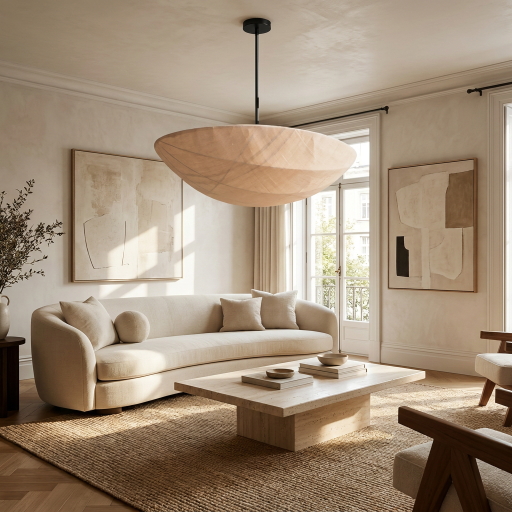 The Wabi-Sabi Canvas Linen Ceiling Light lifestyle image - Higgsfield lux20v1 - a5