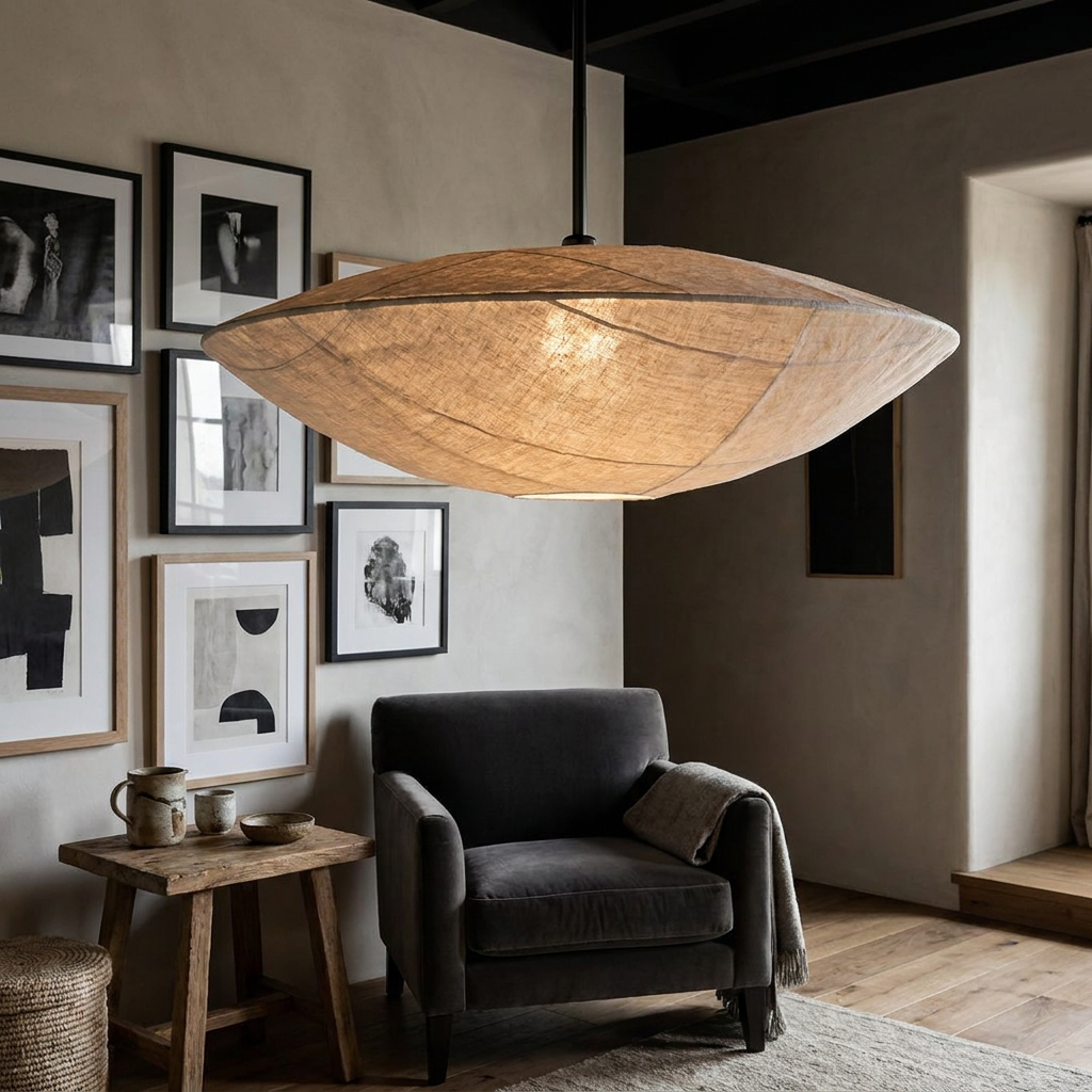 The Wabi-Sabi Canvas Linen Ceiling Light lifestyle image - Higgsfield lux20v1 - a6