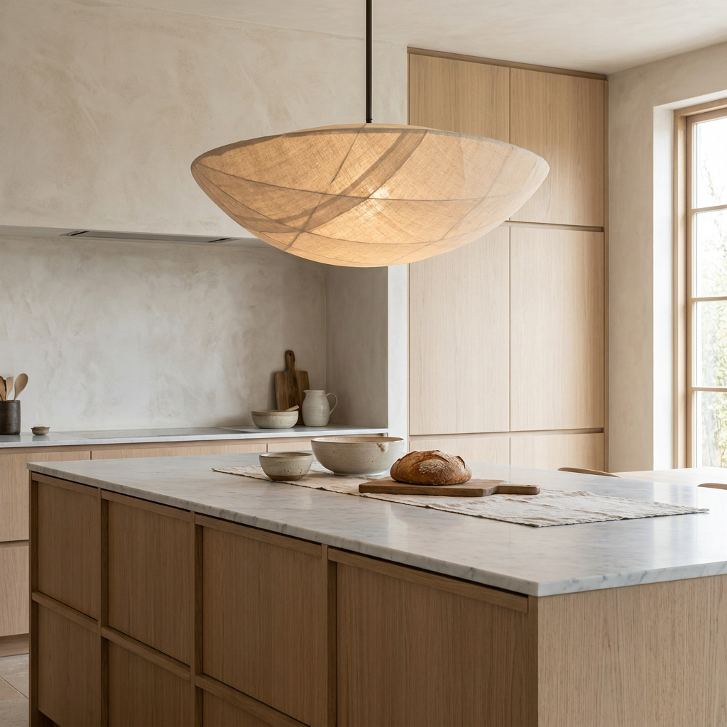 The Wabi-Sabi Canvas Linen Ceiling Light lifestyle image - Higgsfield lux20v1 - a10