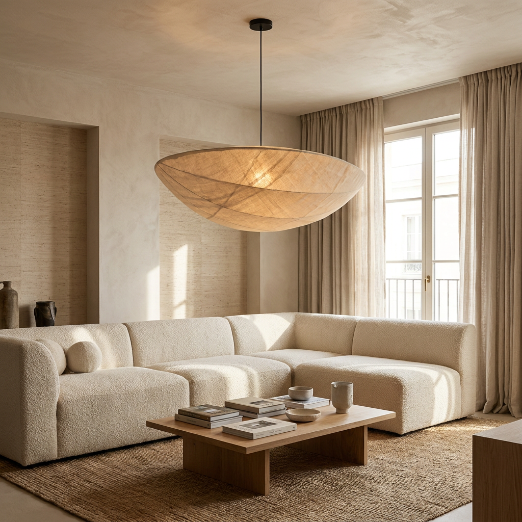 The Wabi-Sabi Canvas Linen Ceiling Light lifestyle image - Higgsfield lux20v1 - a14