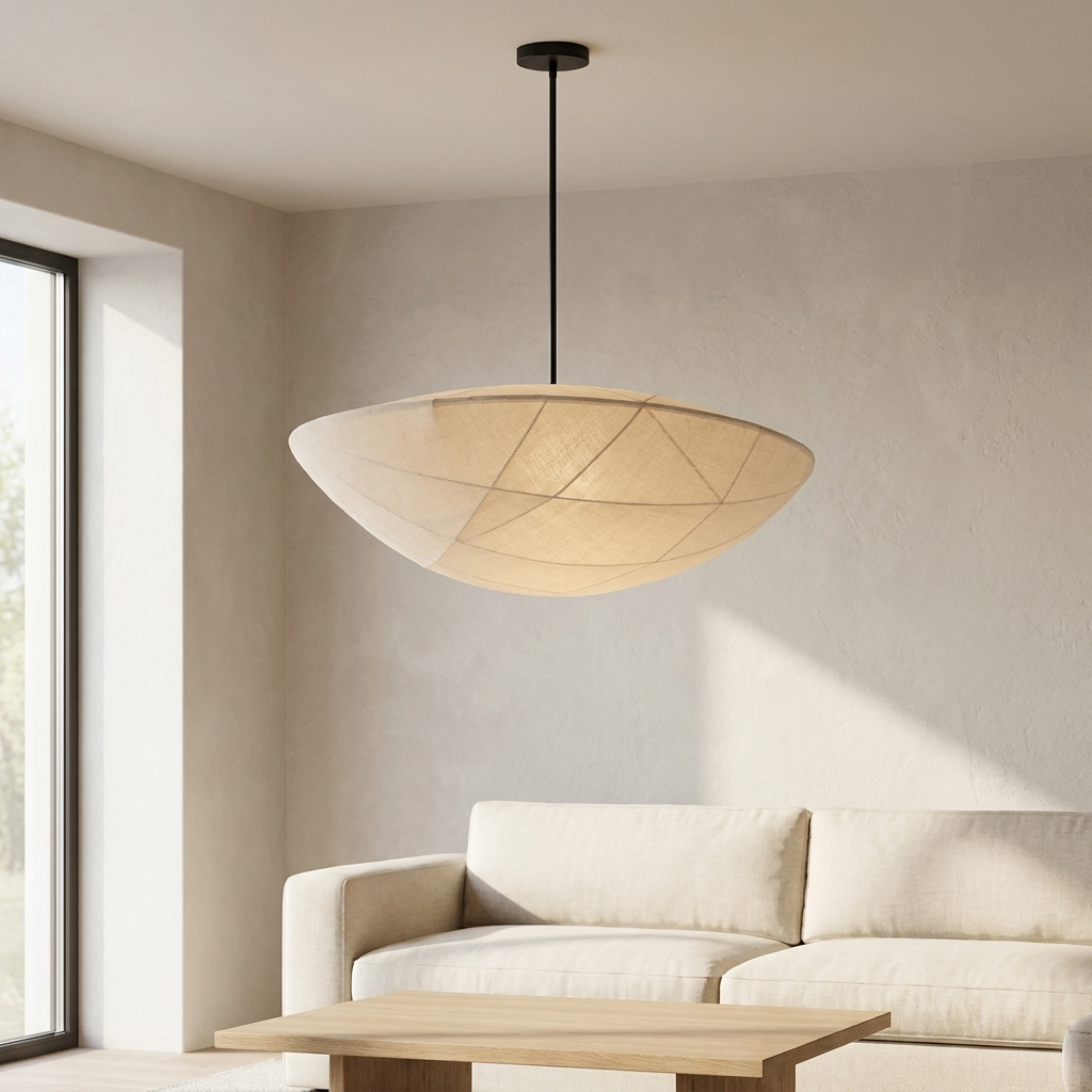 The Wabi-Sabi Canvas Linen Ceiling Light lifestyle image - Higgsfield lux20v1 - a17