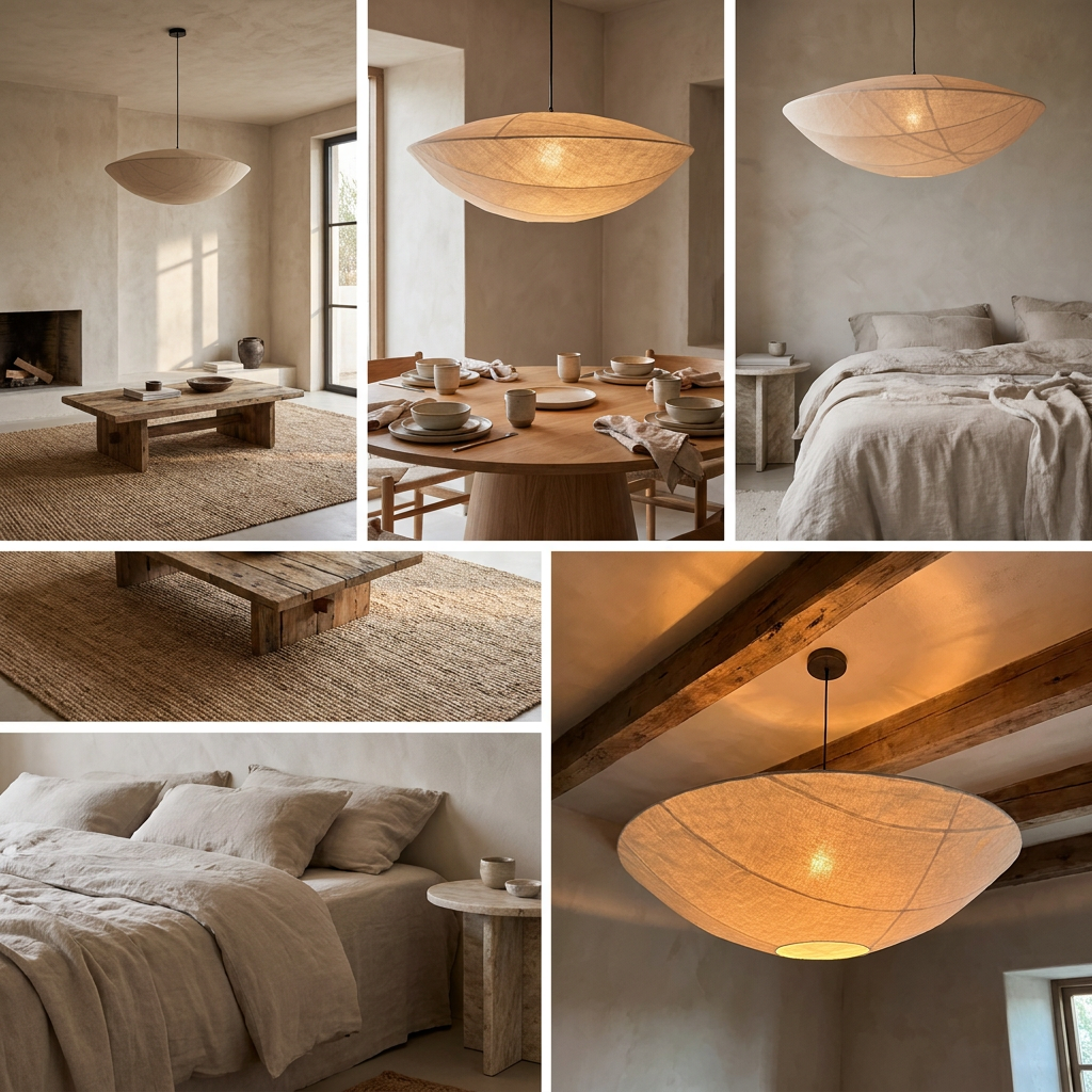 The Wabi-Sabi Canvas Linen Ceiling Light lifestyle image - Higgsfield lux20v1 - a18