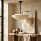 The Wabi-Sabi Canvas Linen Ceiling Light lifestyle image - Higgsfield lux20v1 - a19