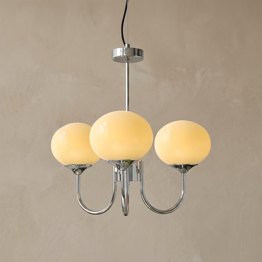 Marshmallow Modern Glass Chandelier lifestyle image - Higgsfield lux20v1 - a2