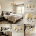 Marshmallow Modern Glass Chandelier lifestyle image - Higgsfield lux20v1 - a8