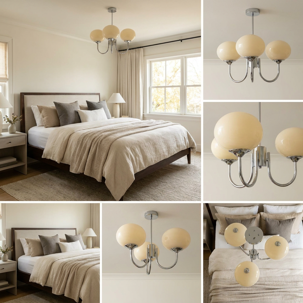 Marshmallow Modern Glass Chandelier lifestyle image - Higgsfield lux20v1 - a8