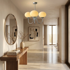 Marshmallow Modern Glass Chandelier lifestyle image - Higgsfield lux20v1 - a9