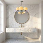 Marshmallow Modern Glass Chandelier lifestyle image - Higgsfield lux20v1 - a12