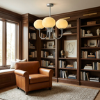 Marshmallow Modern Glass Chandelier lifestyle image - Higgsfield lux20v1 - a13