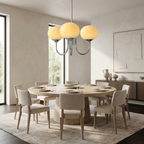 Marshmallow Modern Glass Chandelier lifestyle image - Higgsfield lux20v1 - a18