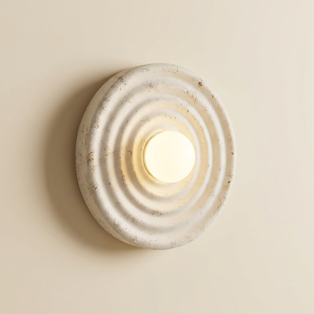 Wabi-Sabi Resin Round Circle Wall Light lifestyle image - Higgsfield lux20v1 - a1