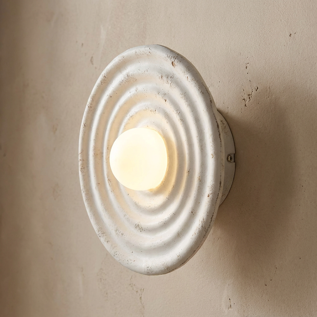 Wabi-Sabi Resin Round Circle Wall Light lifestyle image - Higgsfield lux20v1 - a2