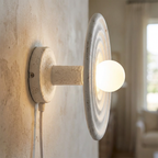 Wabi-Sabi Resin Round Circle Wall Light lifestyle image - Higgsfield lux20v1 - a4