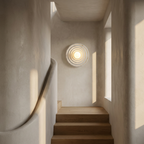 Wabi-Sabi Resin Round Circle Wall Light lifestyle image - Higgsfield lux20v1 - a11