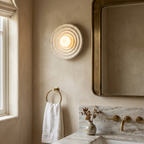 Wabi-Sabi Resin Round Circle Wall Light lifestyle image - Higgsfield lux20v1 - a12