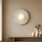 Wabi-Sabi Resin Round Circle Wall Light lifestyle image - Higgsfield lux20v1 - a17