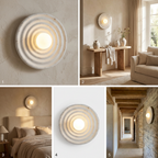 Wabi-Sabi Resin Round Circle Wall Light lifestyle image - Higgsfield lux20v1 - a18
