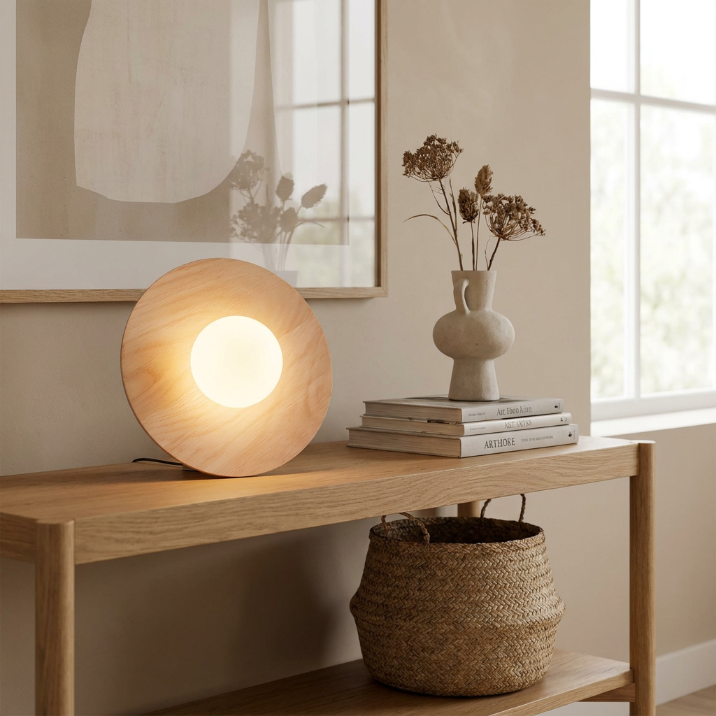 The Serenity Wooden Light lifestyle image - Higgsfield lux20v1 - a19