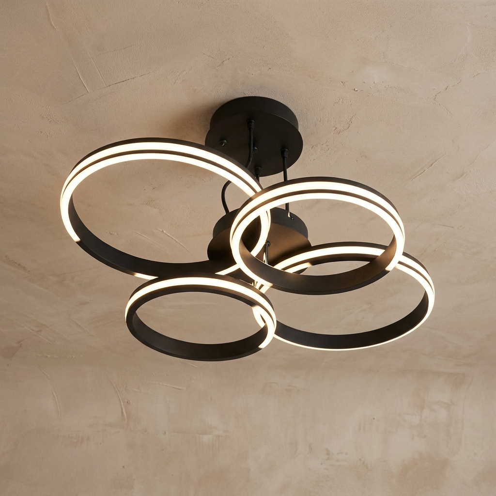 Modern Black Metal Chandelier Ceiling Light lifestyle image - Higgsfield lux20v1 - a2