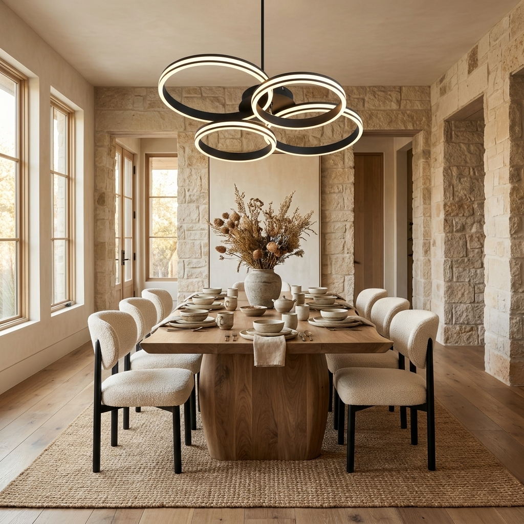 Modern Black Metal Chandelier Ceiling Light lifestyle image - Higgsfield lux20v1 - a7