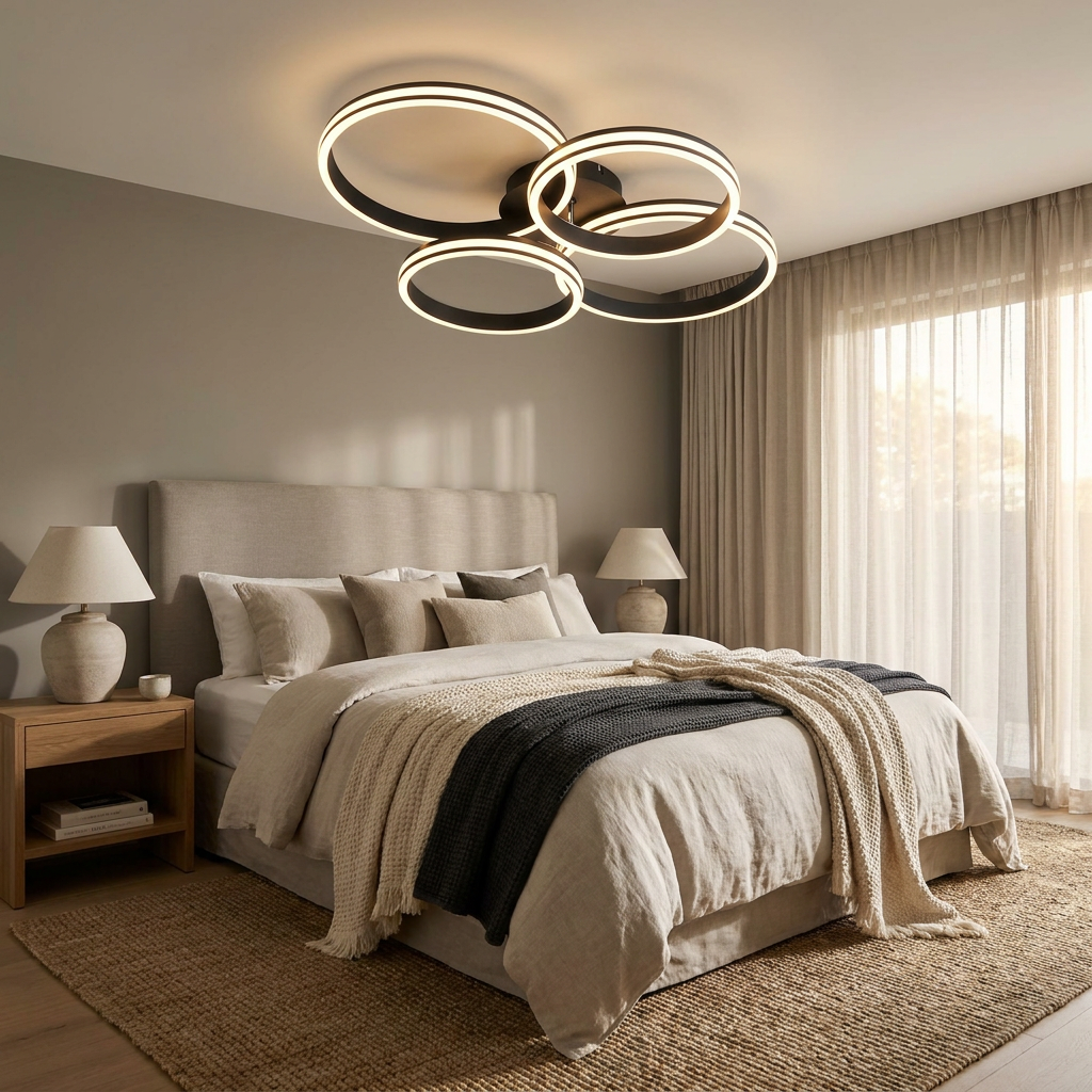 Modern Black Metal Chandelier Ceiling Light lifestyle image - Higgsfield lux20v1 - a8