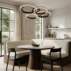 Modern Black Metal Chandelier Ceiling Light lifestyle image - Higgsfield lux20v1 - a10