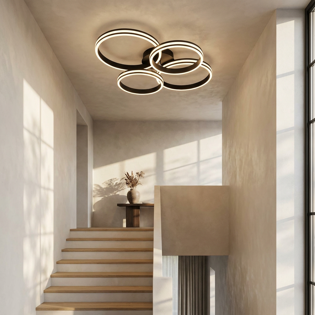 Modern Black Metal Chandelier Ceiling Light lifestyle image - Higgsfield lux20v1 - a11